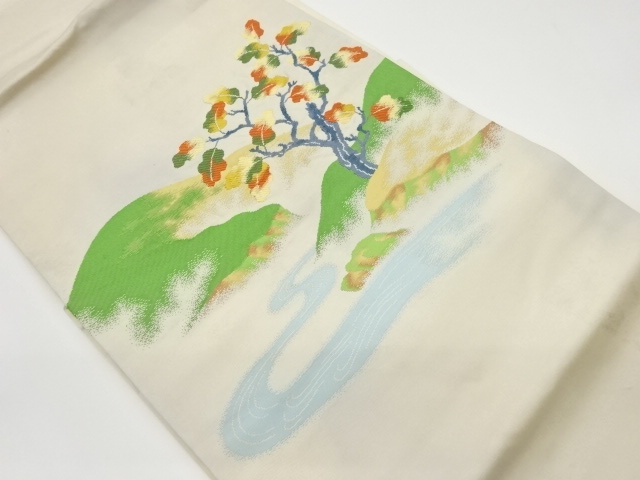 JAPANESE KIMONO / VINTAGE NAGOYA OBI / WOVEN RIVER & MOUNTAINS